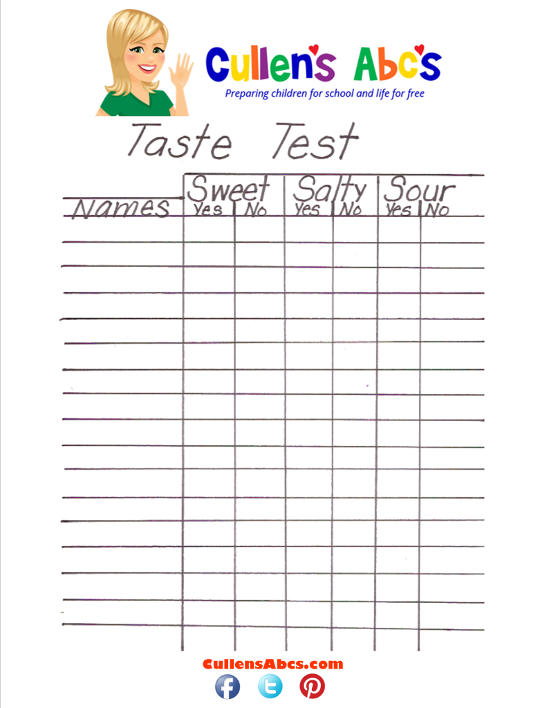 Taste Test Chart Free Children #39 s Videos Activities
