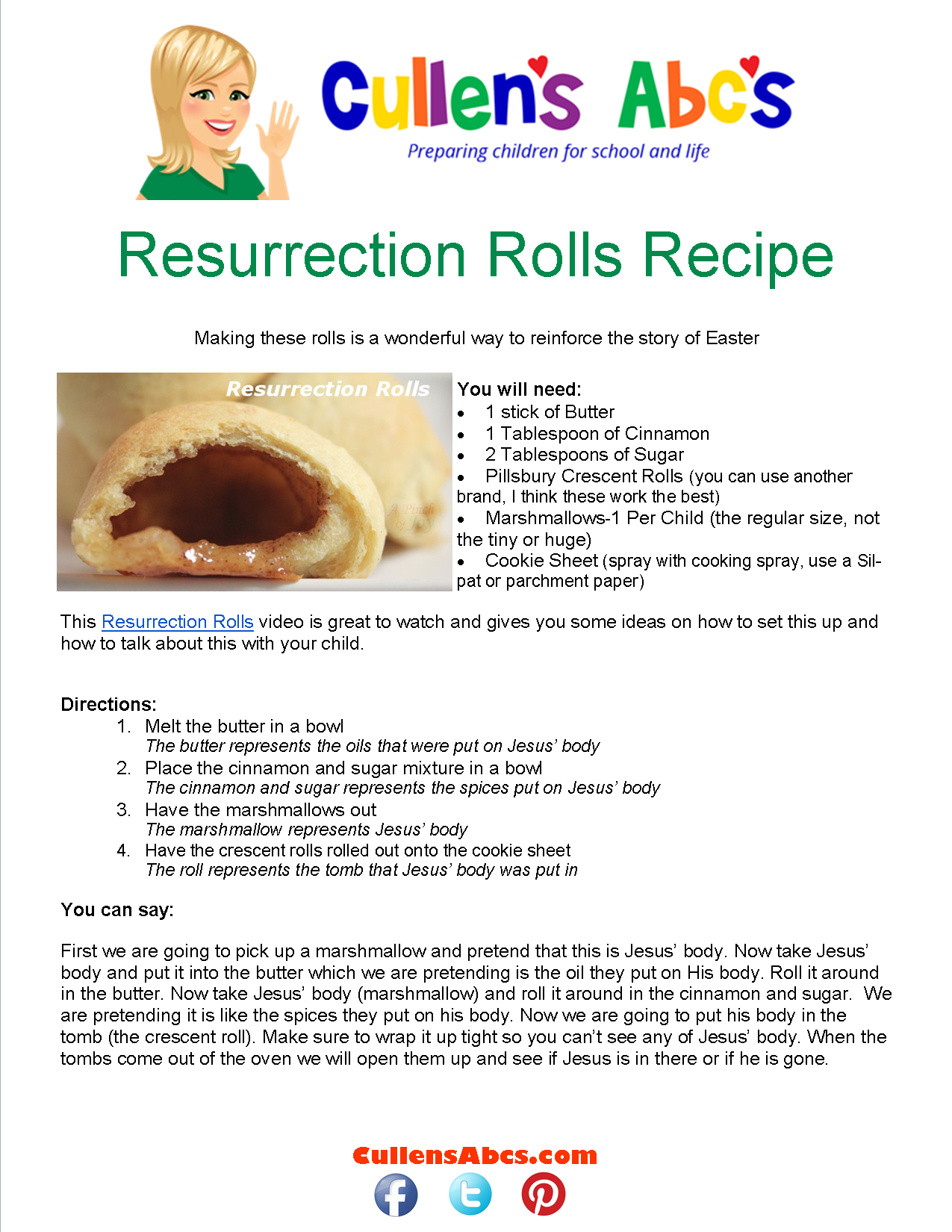 Resurrection Rolls Recipe Free Children's Videos & Activities