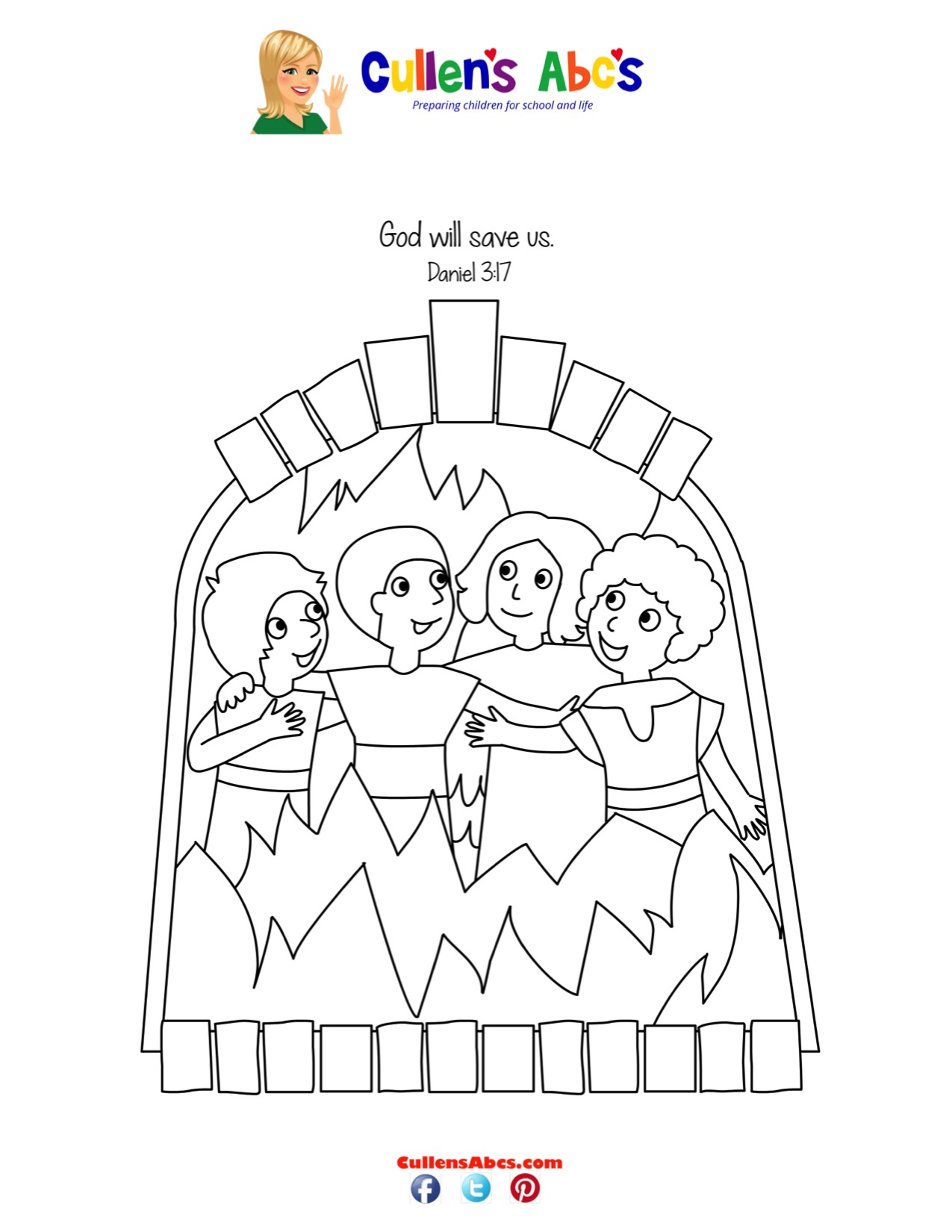 Shadrach Meshach and Abednego Coloring Sheet