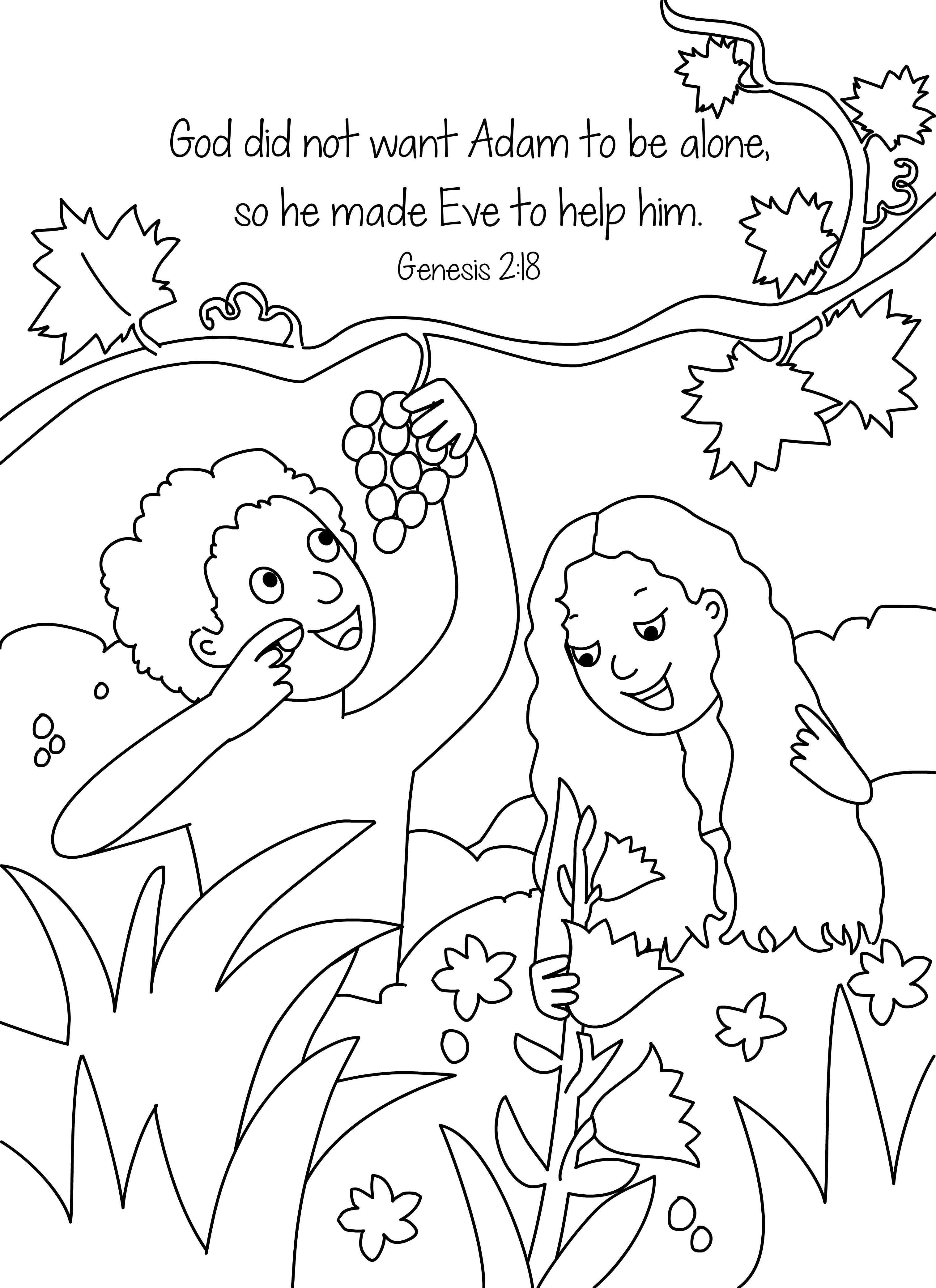 Adam and Eve coloring page