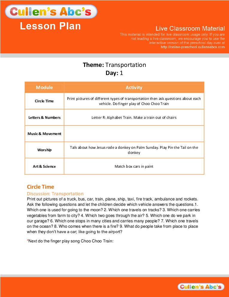 thumbnail of Transportation-Theme-Printout