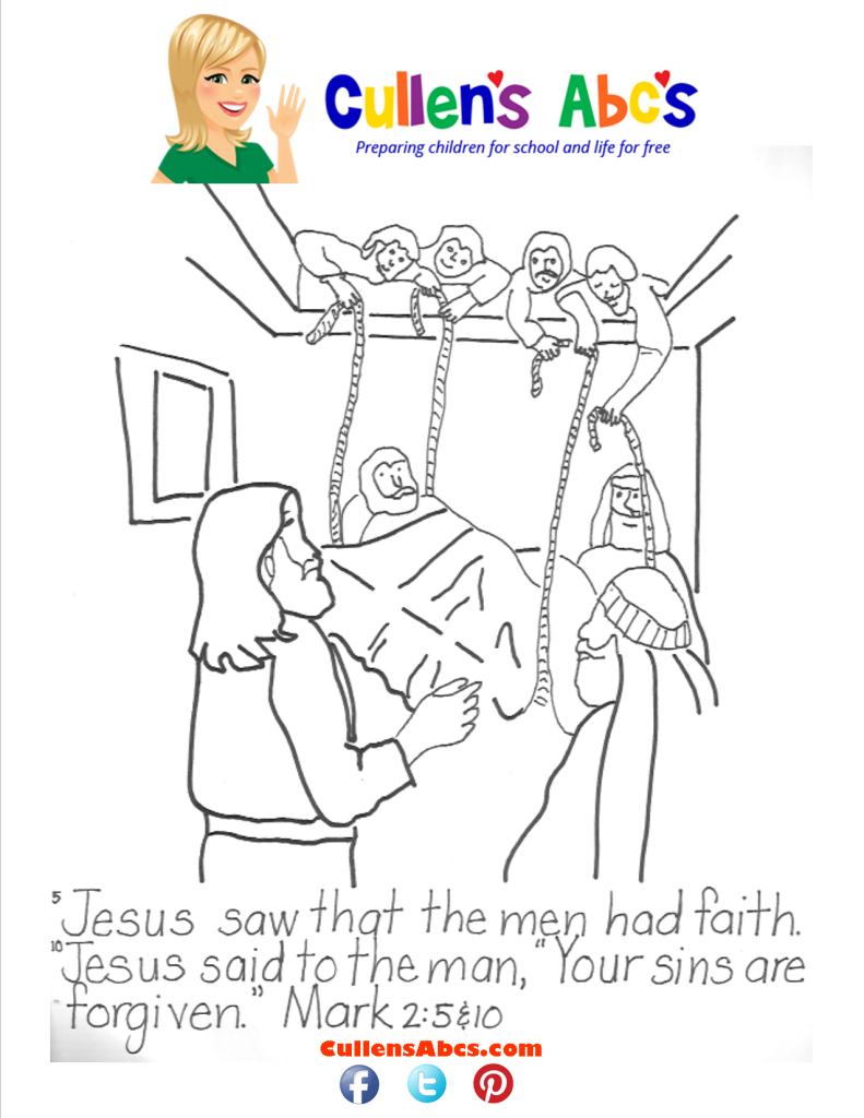 thumbnail of Bible Key Point Coloring Page-Hole in the Roof