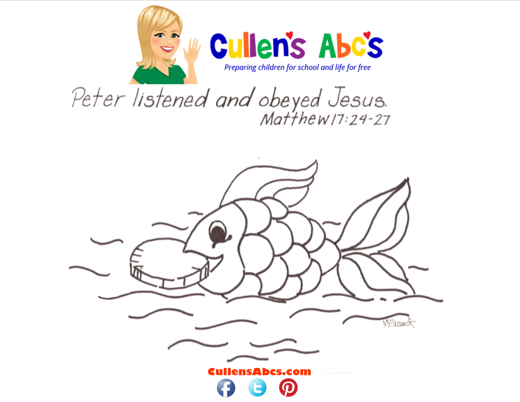 thumbnail of Bible Key Point Coloring Page Money in a Fish