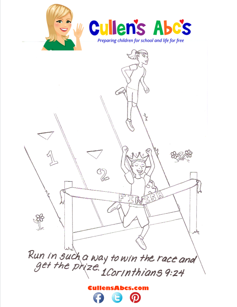 thumbnail of Bible Key Point Coloring Page-Run the Race