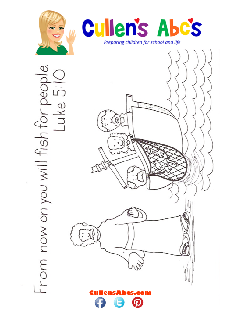 Bible Key Point Coloring Page-From Now on you will fish for people ...