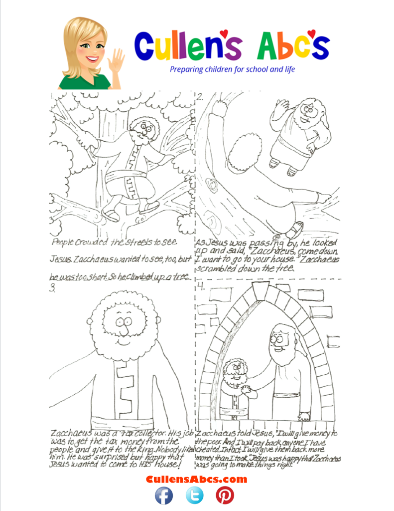 thumbnail of Bible Key Point Coloring Page-Zacchaeus-Sequencing