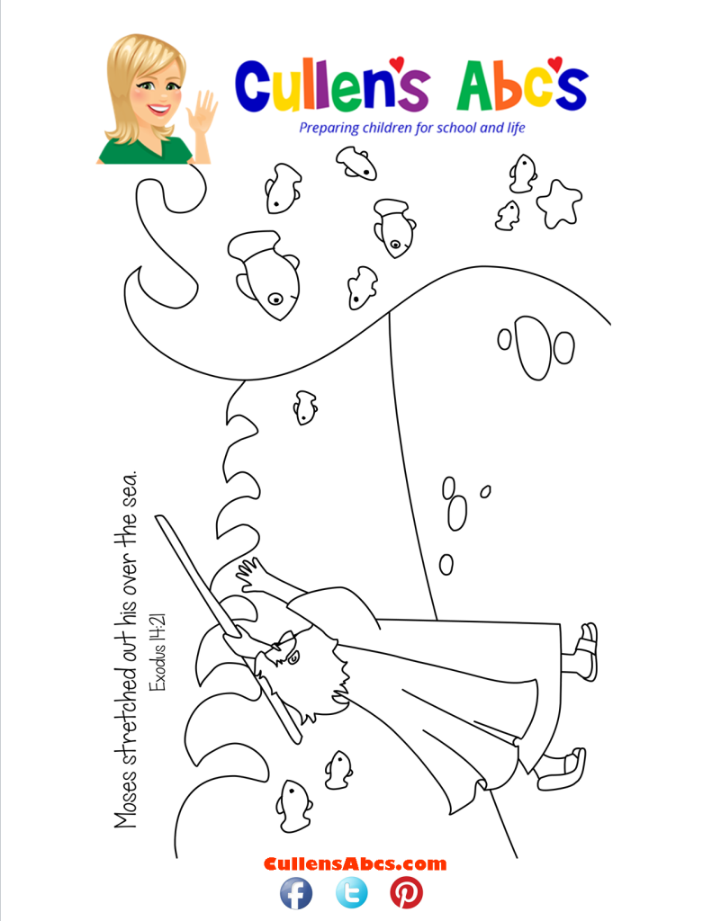 thumbnail of Bible Key Point Coloring Page-Parting of the Red Sea