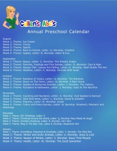 Annual Preschool Calendar