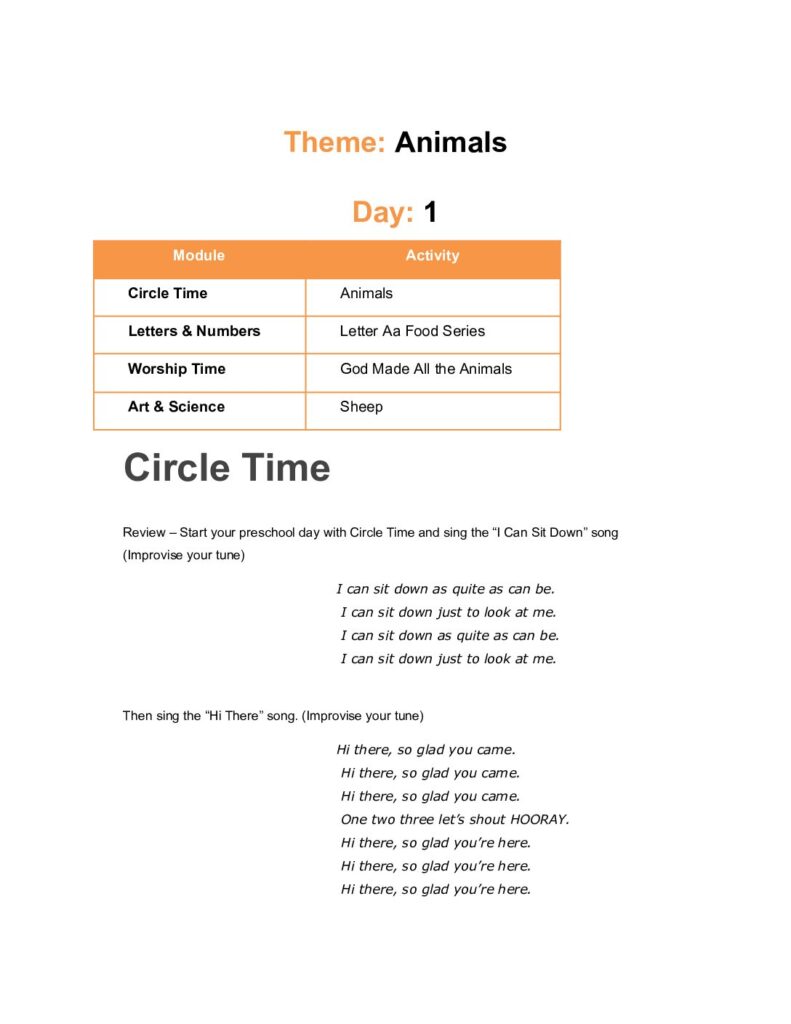 thumbnail of Animals – Lesson Plan