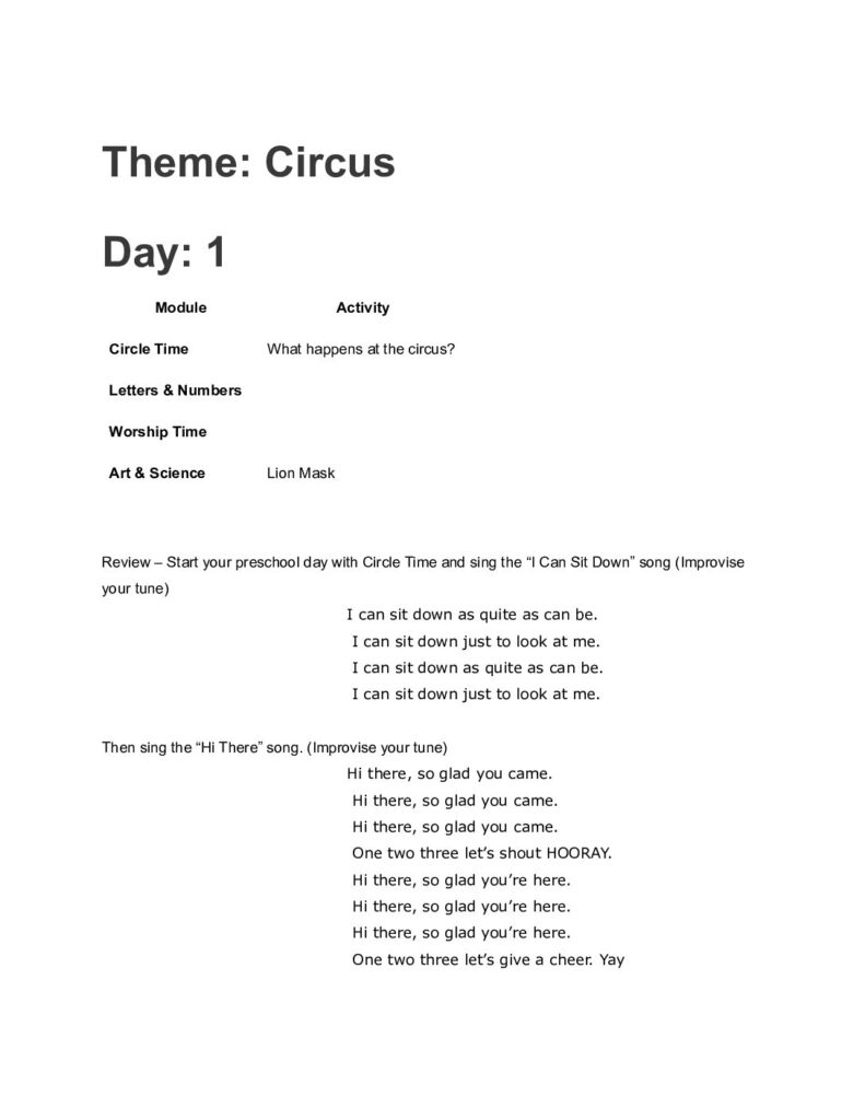 thumbnail of Circus – Lesson Plan