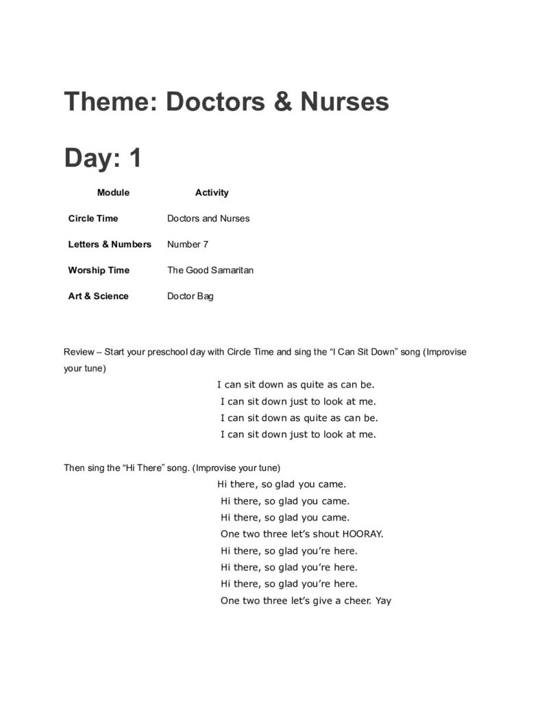 thumbnail of Doctors & Nurses – Lesson Plan