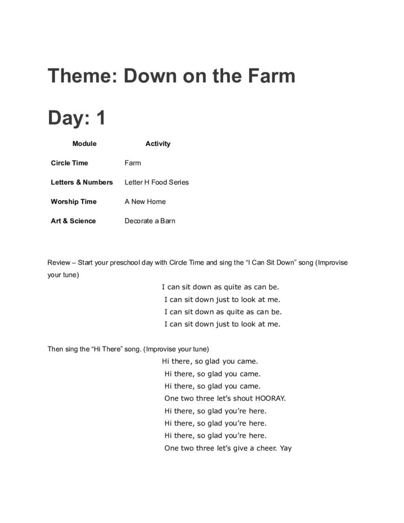 thumbnail of Down on the Farm – Lesson Plan