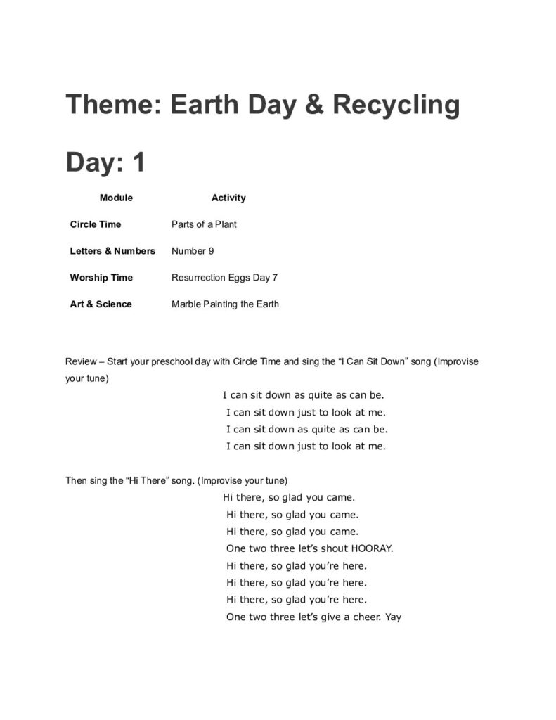 thumbnail of Earth Day & Recycling – Lesson Plan
