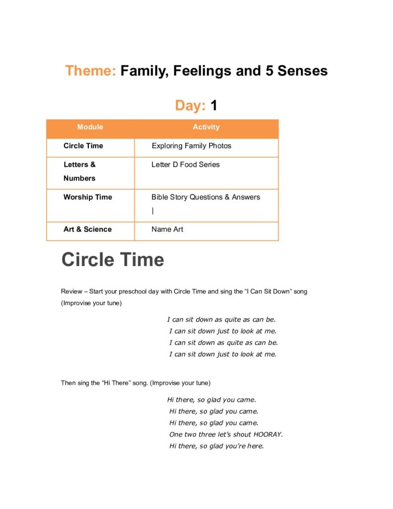 thumbnail of Family, Feelings and 5 Senses – Lesson Plan (1)