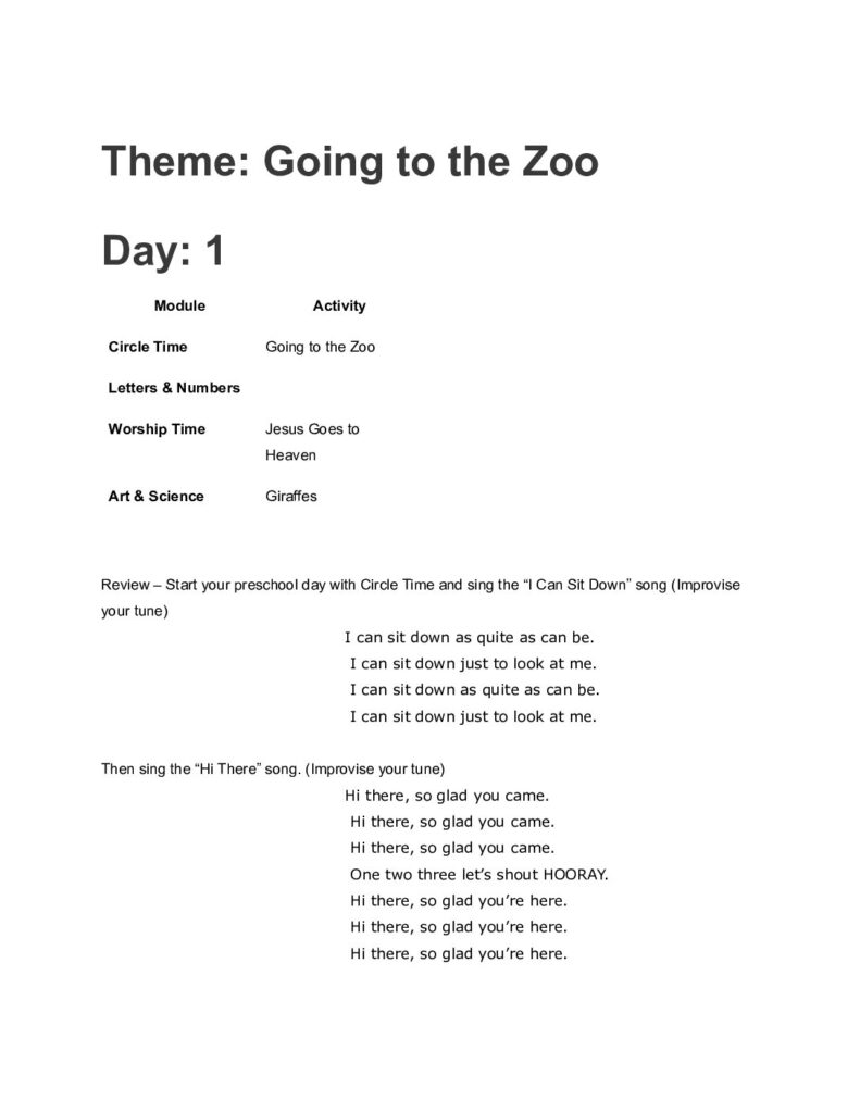 thumbnail of Going to the Zoo – Lesson Plan