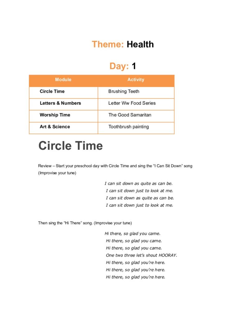thumbnail of Health – Lesson Plan