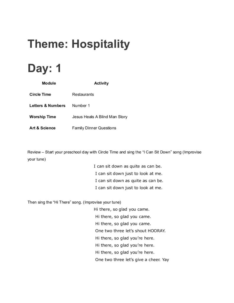 thumbnail of Hospitality – Lesson Plan