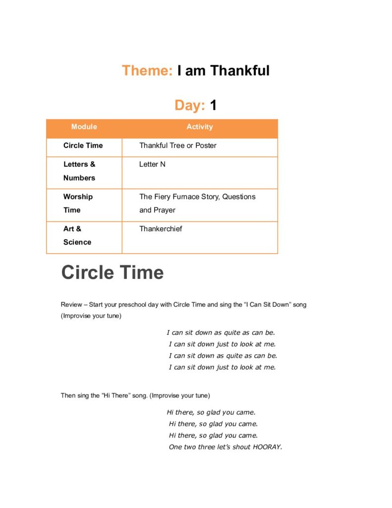 thumbnail of I am Thankful – Lesson Plan