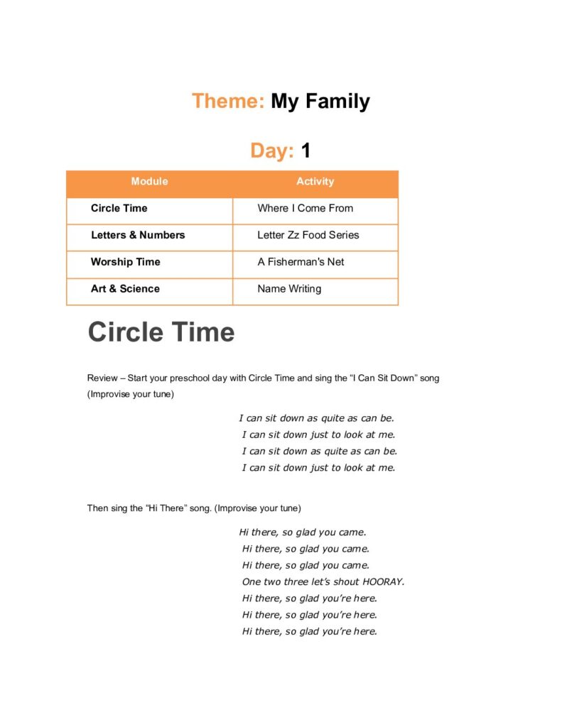 thumbnail of My Family – Lesson Plan