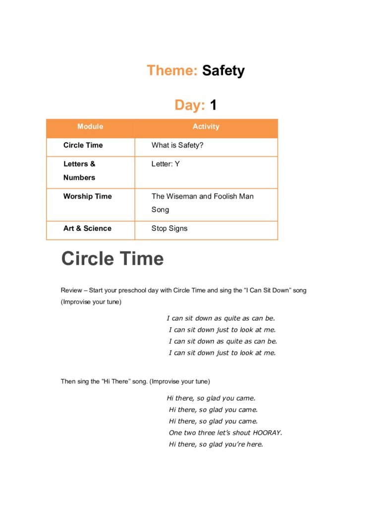 thumbnail of Safety – Lesson Plan