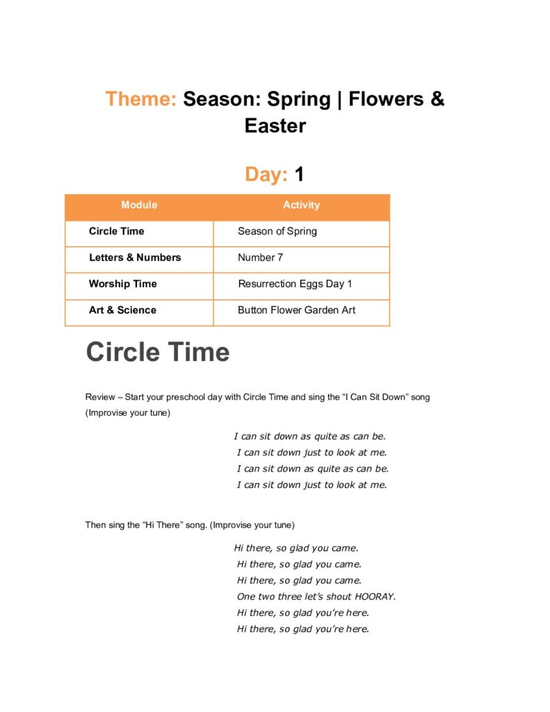 thumbnail of Season_ Spring _ Flowers & Easter – Lesson Plan