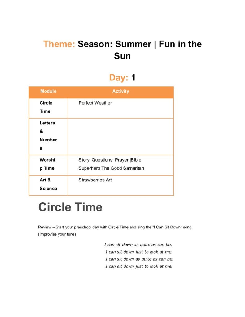 thumbnail of Season_ Summer _ Fun in the Sun – Lesson Plan
